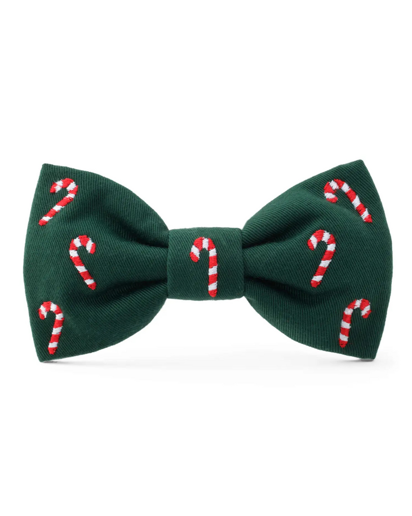 Holiday Candy Canes Embroidered Dog Bow Tie (Made in the USA) Wear THE FOGGY DOG