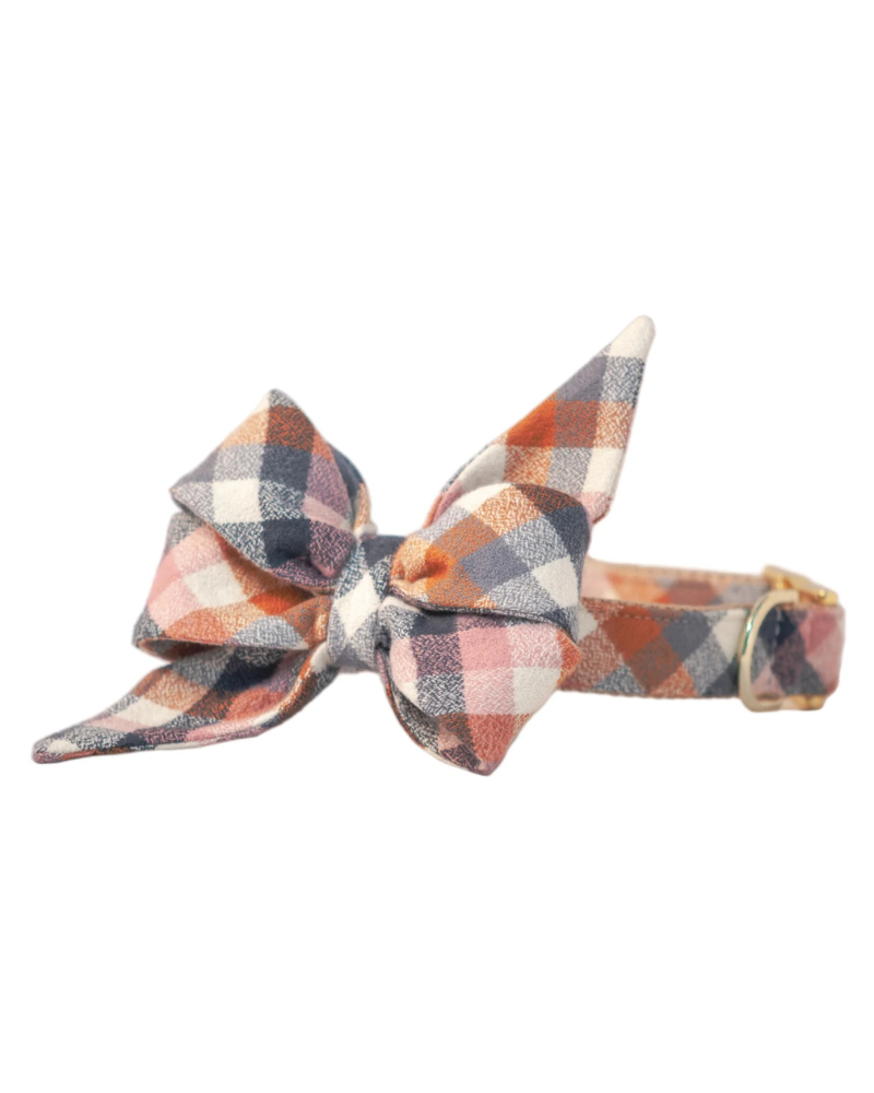 Aspen Flannel Belle Bow Dog Collar (Made in the USA) WALK Crew LaLa