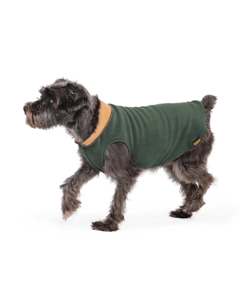 Double Fleece Dog Pullover in Hunter Green & Chipmunk (Made in the USA) Wear GOLD PAW