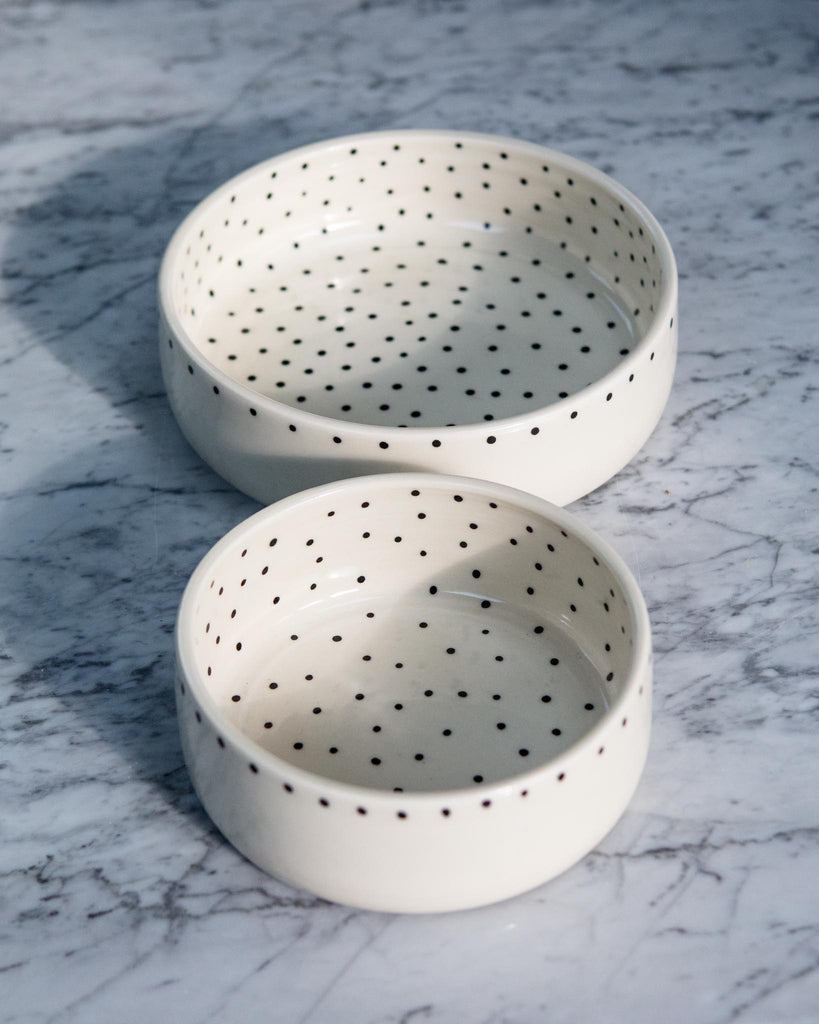 Dots Dog Bowl in Black + White (Dog & Co. Exclusive) EAT BTW CERAMICS   