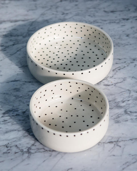 Dots Dog Bowl in Black + White (Dog & Co. Exclusive) | DOG & CO.