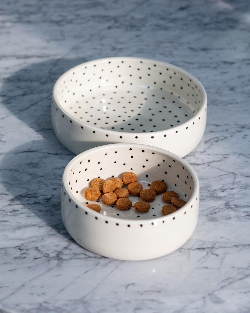 Dots Dog Bowl in Black + White (Dog & Co. Exclusive) EAT BTW CERAMICS   