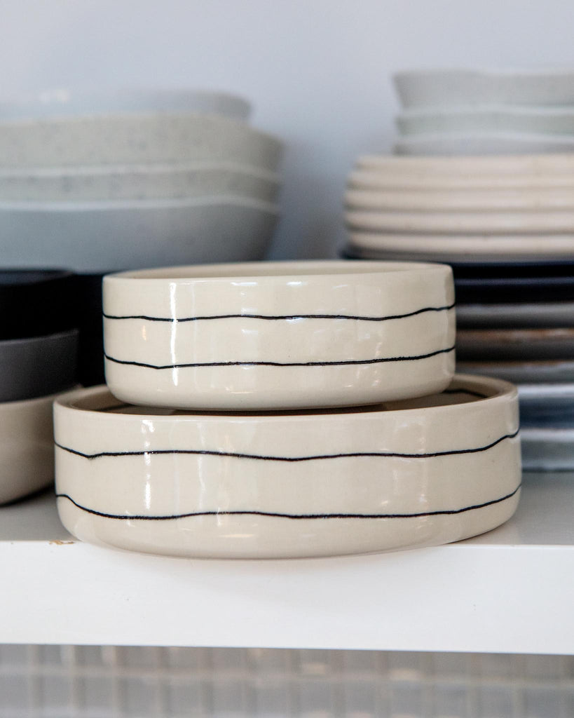 Black + White Stripe Bowl (Dog & Co. Exclusive) Bowls BTW CERAMICS   