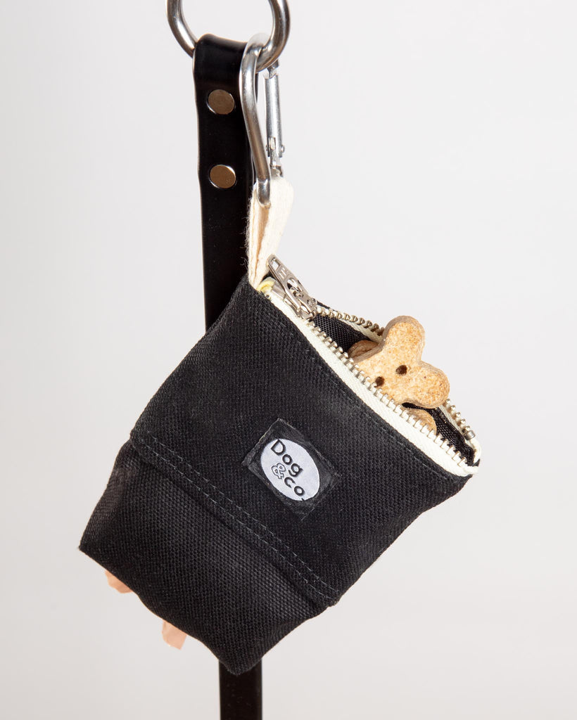 Good Girl Bag Treat + Poop Bag Holder in Black Canvas (Made in NYC) WALK DOG & CO. COLLECTION   