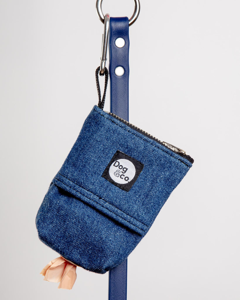 Good Girl Bag Treat + Poop Bag Holder in Denim + Black (Made in NYC) WALK DOG & CO. COLLECTION   