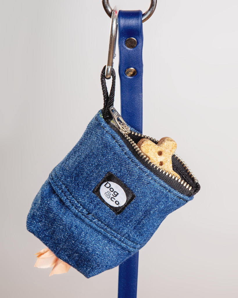 Good Girl Bag Treat + Poop Bag Holder in Denim + Black (Made in NYC) WALK DOG & CO. COLLECTION   