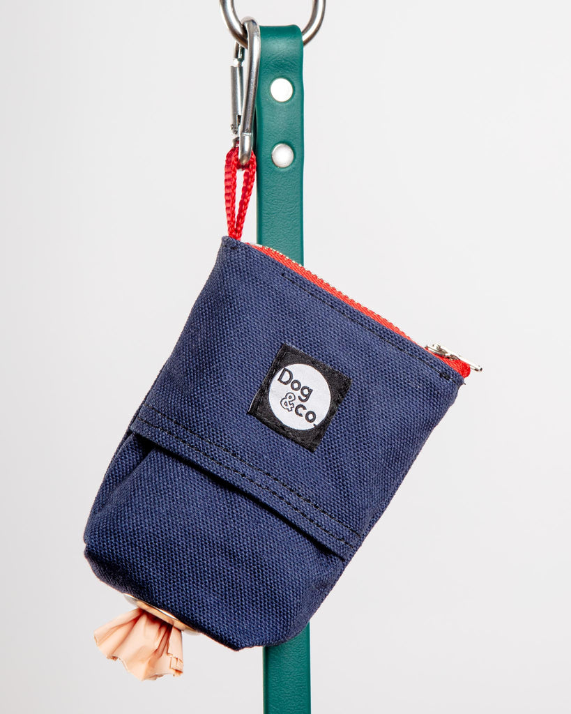 Good Girl Bag Treat + Poop Bag Holder in Navy Canvas (Made in NYC) WALK DOG & CO. COLLECTION   