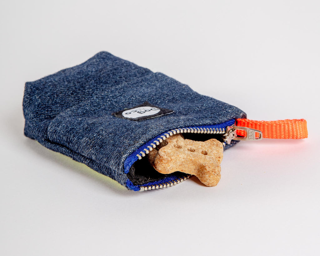 Good Girl Bag Treat + Poop Bag Holder in Denim + Neon (Made in NYC) WALK DOG & CO. COLLECTION   