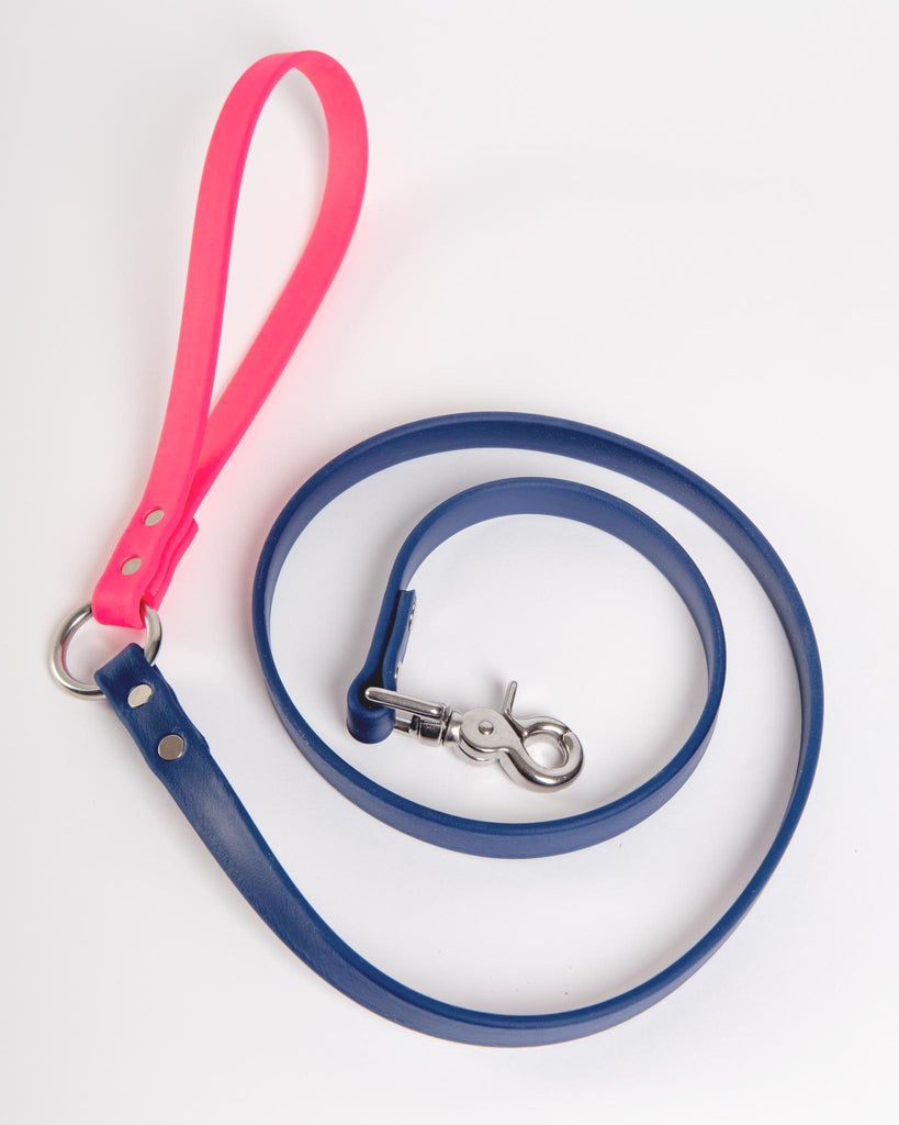 City Leash in Neon Pink & Navy (4 or 6 Foot) (Made in the USA) WALK DOG & CO. COLLECTION   
