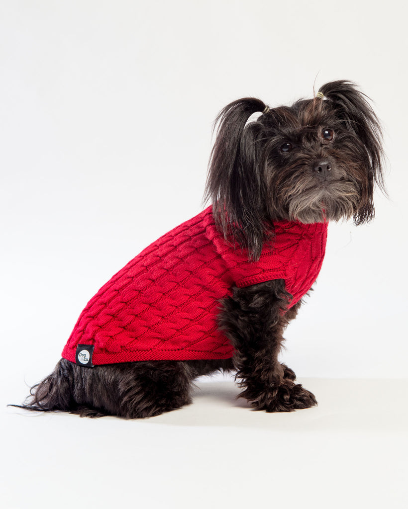 The Uptown Cable Knit Sweater in Red Cotton (Made in NYC)