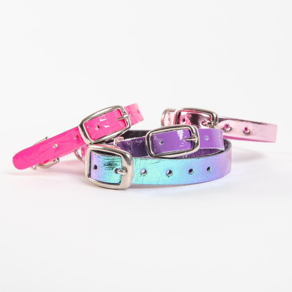The Cleo Leather Tag Collar in Purple Patent (DOG & CO. Exclusive) WALK TRACEY TANNER   