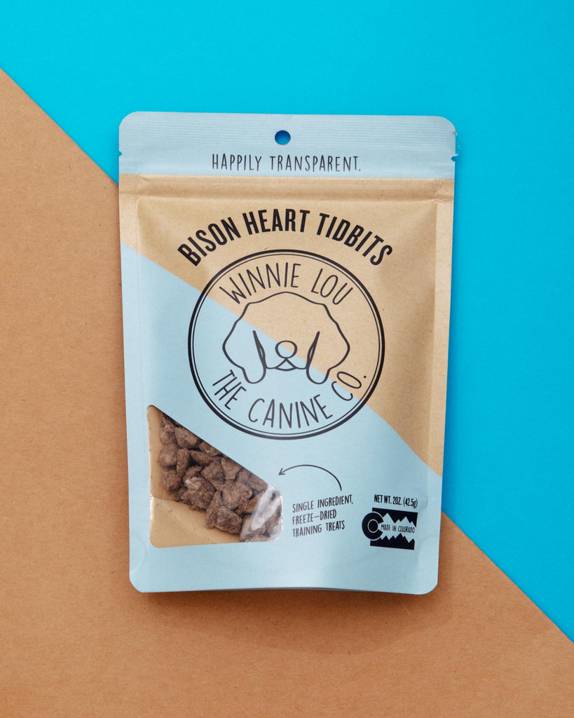 Bison Heart Tidbits Freeze-Dried Dog Treats Eat WINNIE LOU   