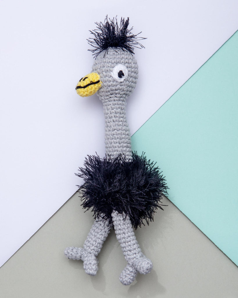 Hand Crochet Ostrich Dog Toy Play WARE OF THE DOG   