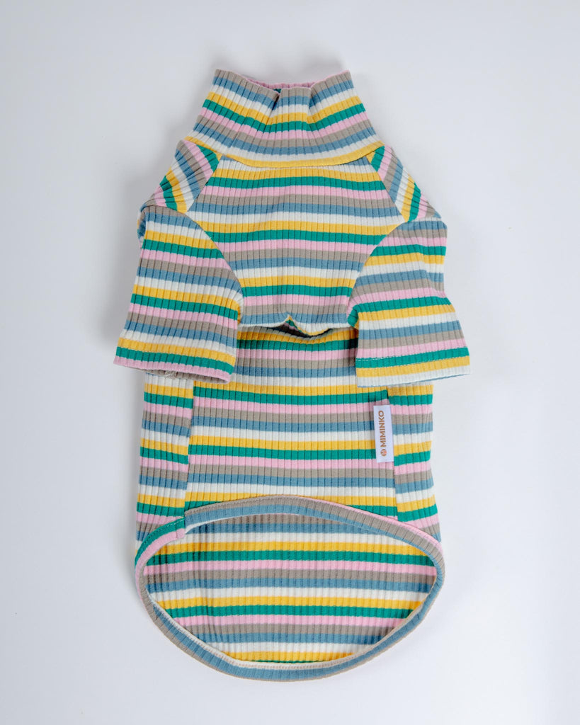 Stripe Ribbed Dog Turtleneck Sweater (FINAL SALE) Wear MIMINKO   