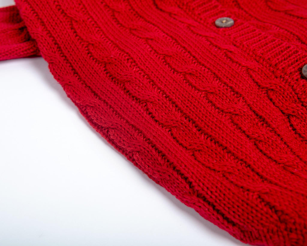 Classic Cable Knit Dog Cardigan in Red Wear CANICHE   