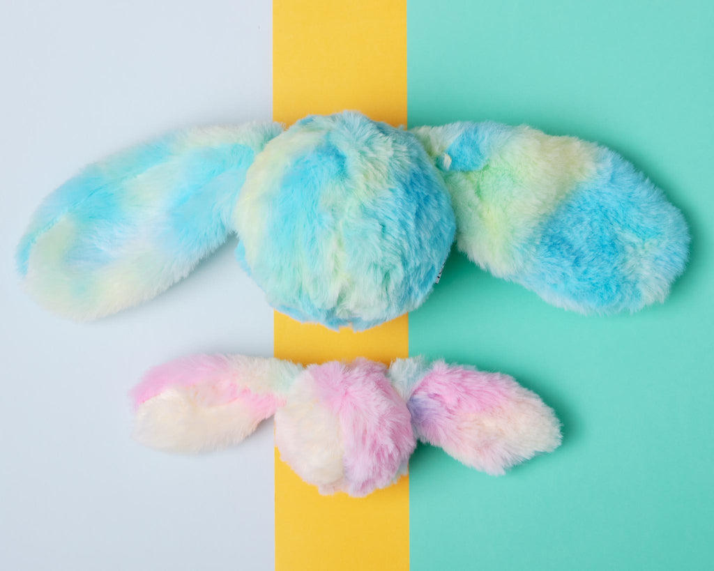 Fuzzy Wuzzie Squeaky Bunny Dog Toy in Blue and Green (Medium) Play FOU FOU PETS   