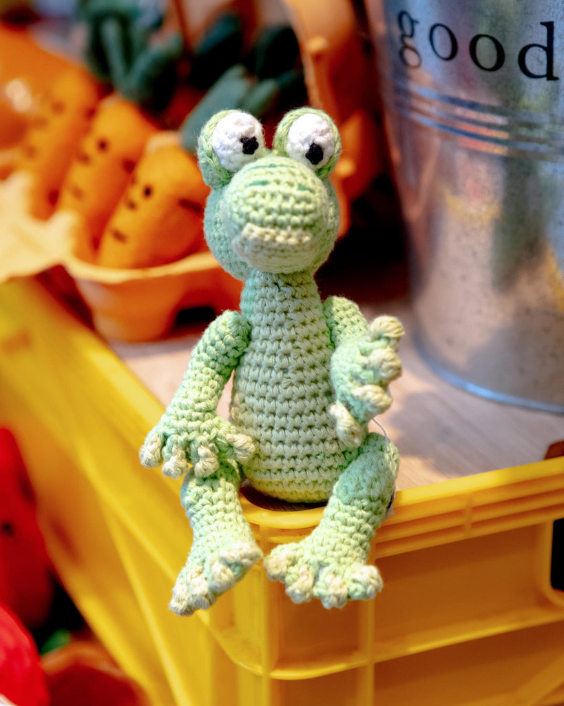 Art the Alligator Squeaky Knit Dog Toy Play MOCHI & KONA
