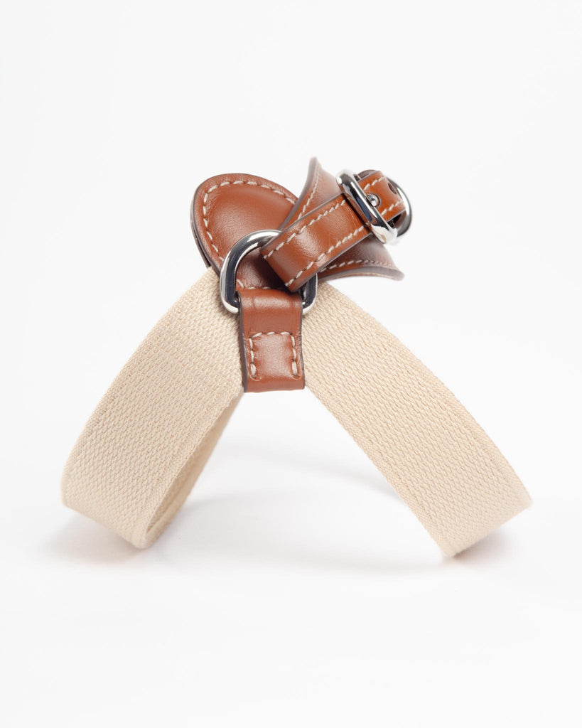 Aria Textile Dog Harness in Natural + Tobacco (Made in Italy) Walk CARLOTTA PALERMO