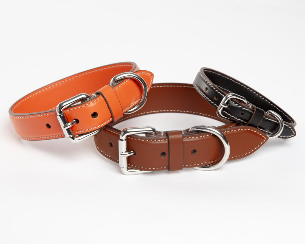 Leather Dog Collar in Tobacco Brown (Made in Italy) Walk CARLOTTA PALERMO