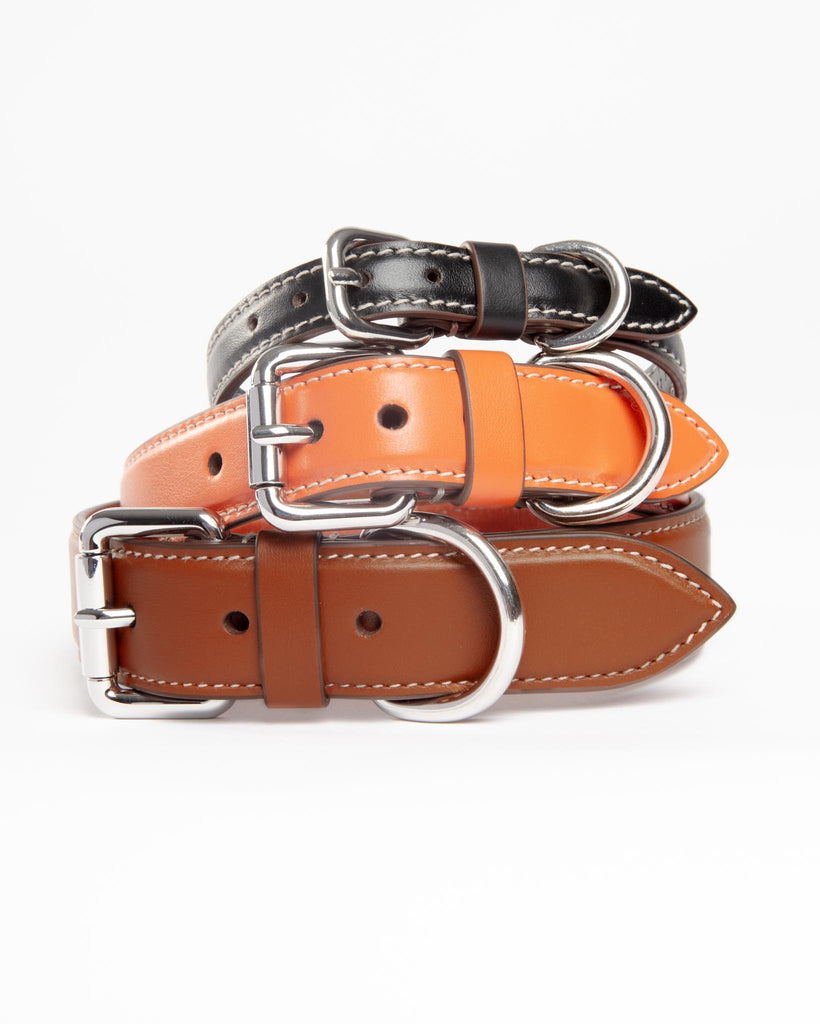 Leather Dog Collar in Black (Made in Italy) Walk CARLOTTA PALERMO