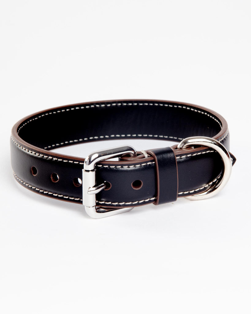 Leather Dog Collar in Black (Made in Italy) Walk CARLOTTA PALERMO