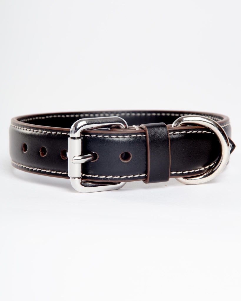 Leather Dog Collar in Black (Made in Italy) Walk CARLOTTA PALERMO