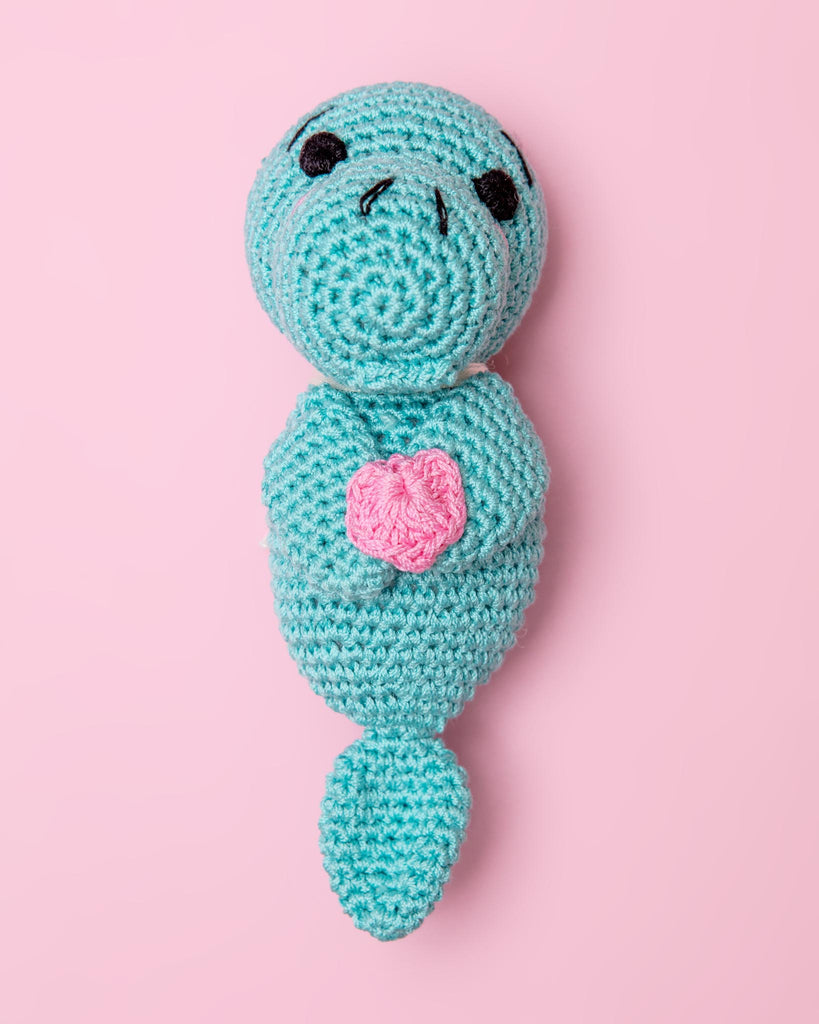 Manuel the Manatee Cotton Knit Dog Toy PLAY KNIT KNACKS