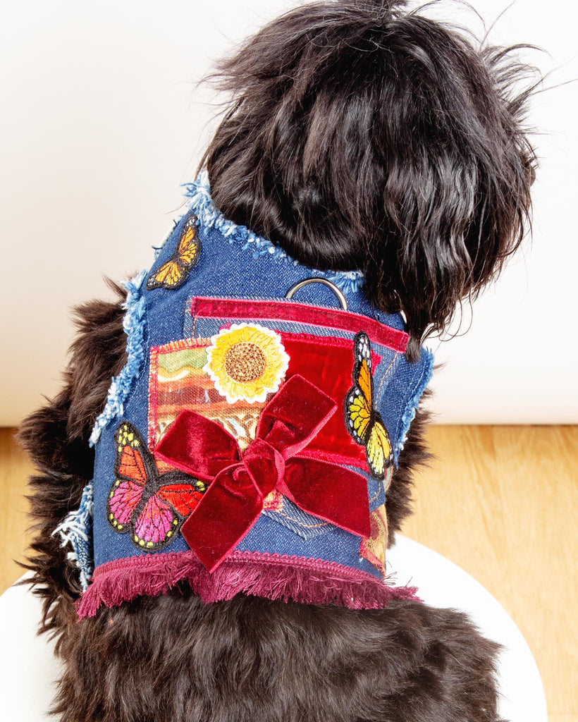 Cranberry Patchwork Dog Harness (Made in the USA)