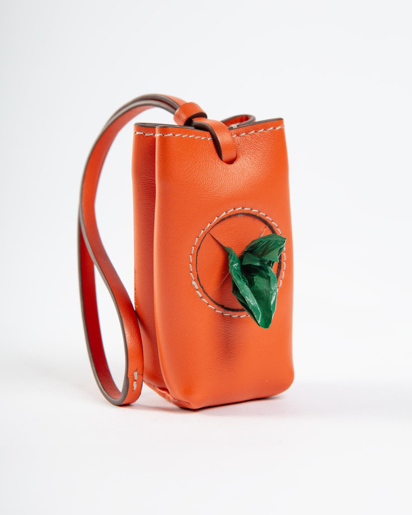 Leather Poop Bag Roll Holder (Made in Italy) Walk CARLOTTA PALERMO Orange