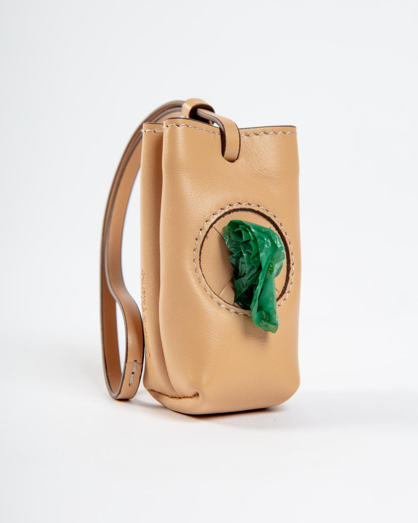 Leather Poop Bag Roll Holder (Made in Italy) Walk CARLOTTA PALERMO Vanilla