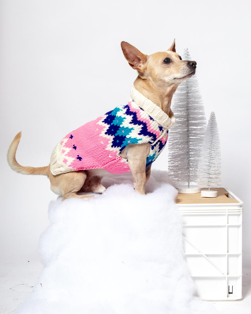 Ski Bum Dog Sweater in Pink (FINAL SALE) Wear CHILLY DOG   