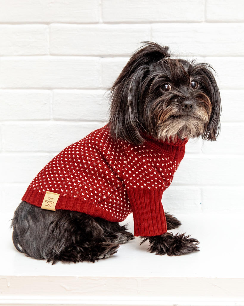 Heart Stitch Turtleneck Dog Sweater Wear THE FOGGY DOG   
