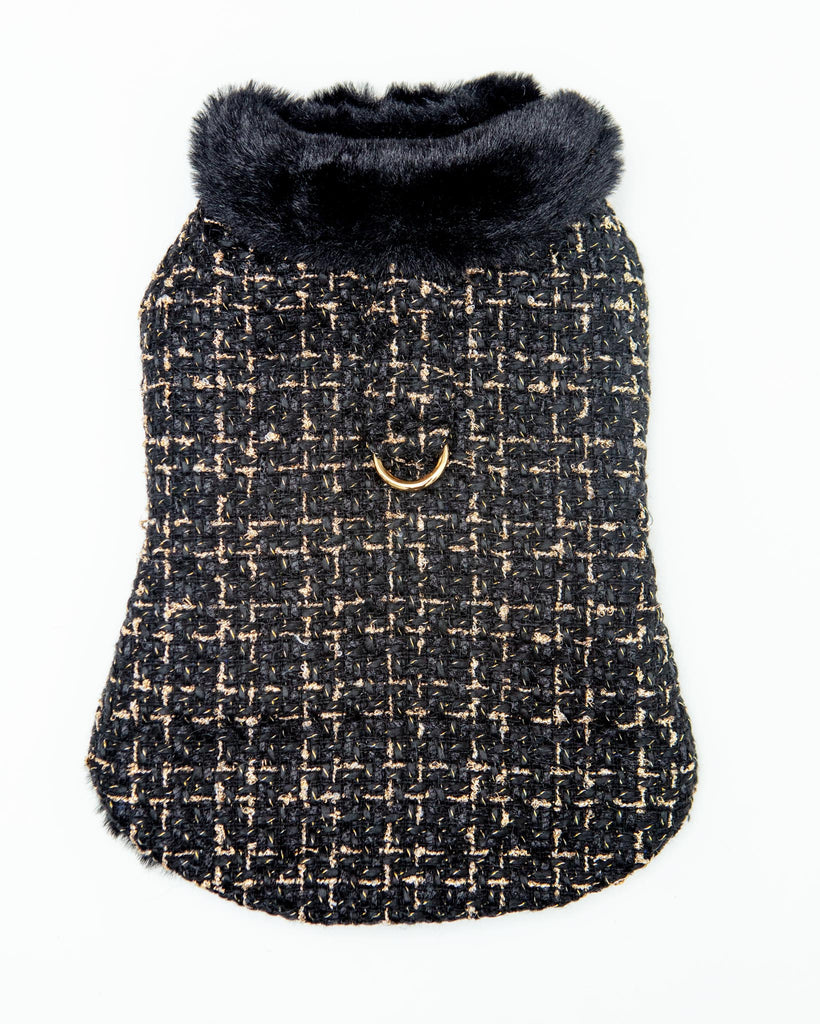 Chantel Tweed Dog Coat in Black (FINAL SALE) Wear HELLO DOGGIE   