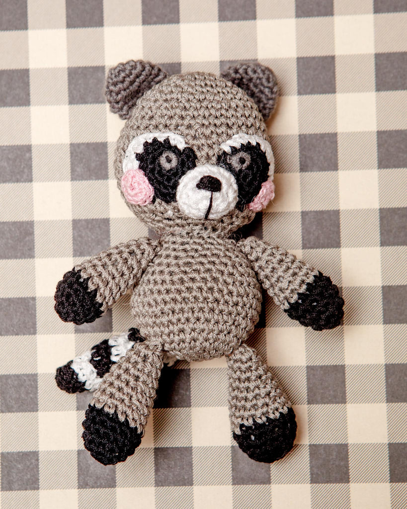 Rowdy The Trash Panda Raccoon Organic Knit Dog Toy Play KNIT KNACKS   