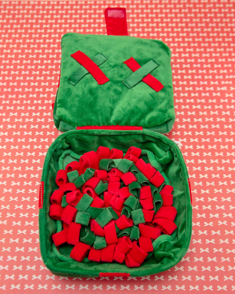 Holiday Present Interactive Snuffle Dog Toy PLAY THE FOGGY DOG