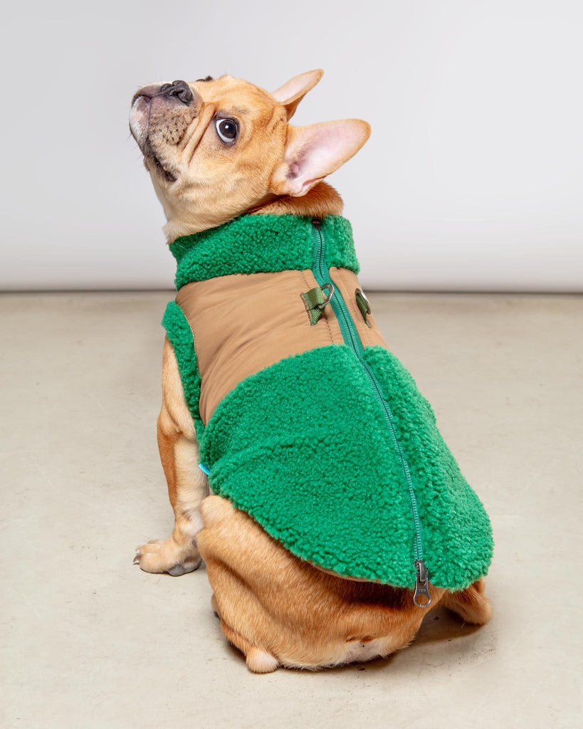 Zip-Up Sherpa Harness Vest in Forest Green (FINAL SALE) Wear GOOBY   