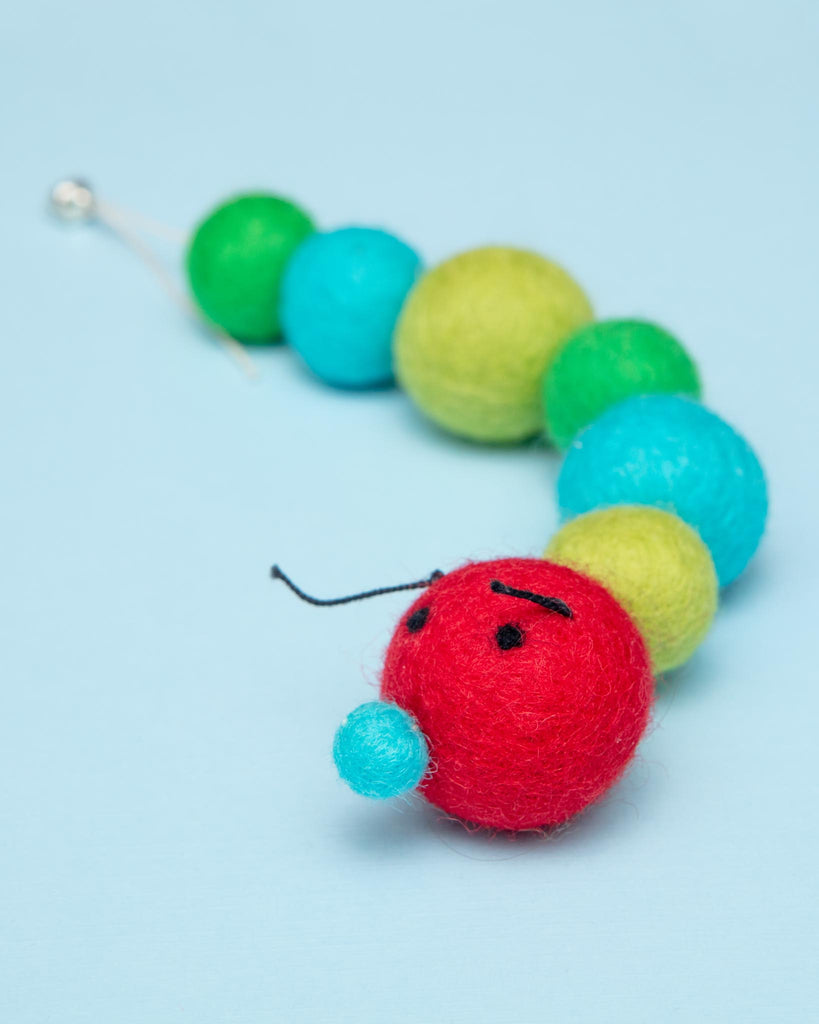 Kat the Caterpillar Wool Cat Toy Play FRIENDSHEEP Green / Red / Blue  