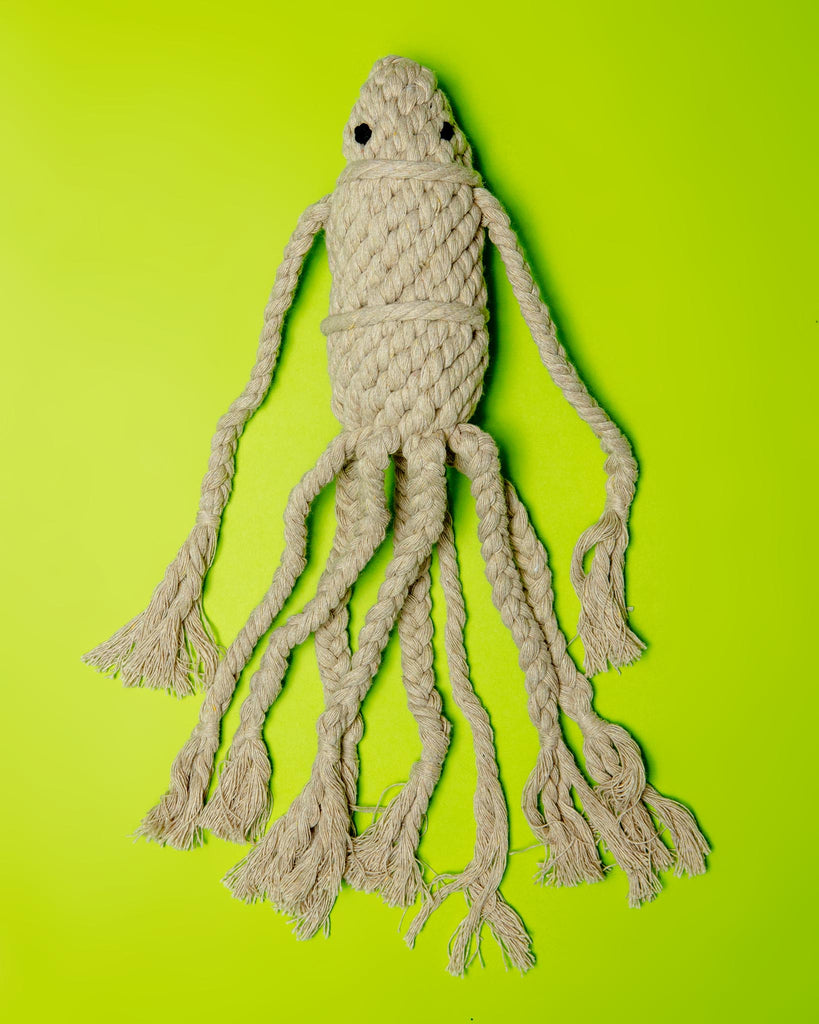 Handmade Sustainable Squid Dog Rope Toy Play KNOTTY PAWS   