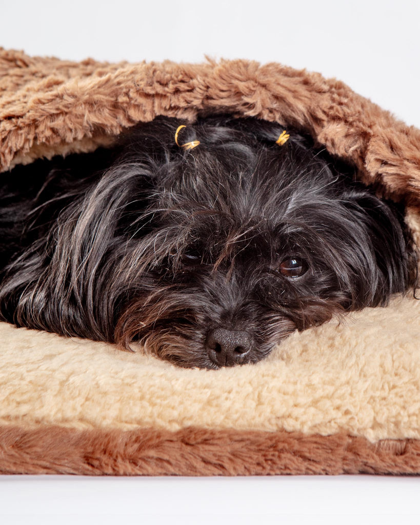 Mushy Pocket Bed in Mocha Faux Fur & Sherpa HOME MUTTS & MITTENS   