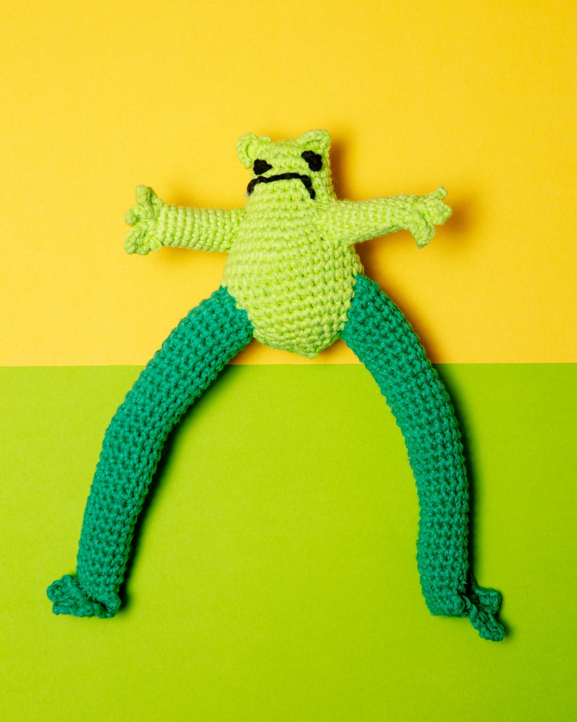 Hand Crochet Frog Dog Toy Play WARE OF THE DOG   