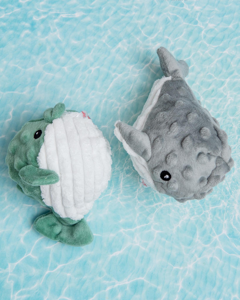 Puffer & Whale Squeaker Ball Dog Toy Set Play PET LOU   