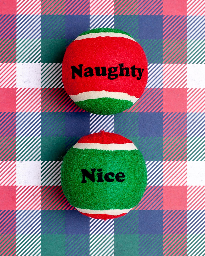 Naughty Or Nice Dog Tennis Balls (2-Pack) Dog Toys ZANIES   