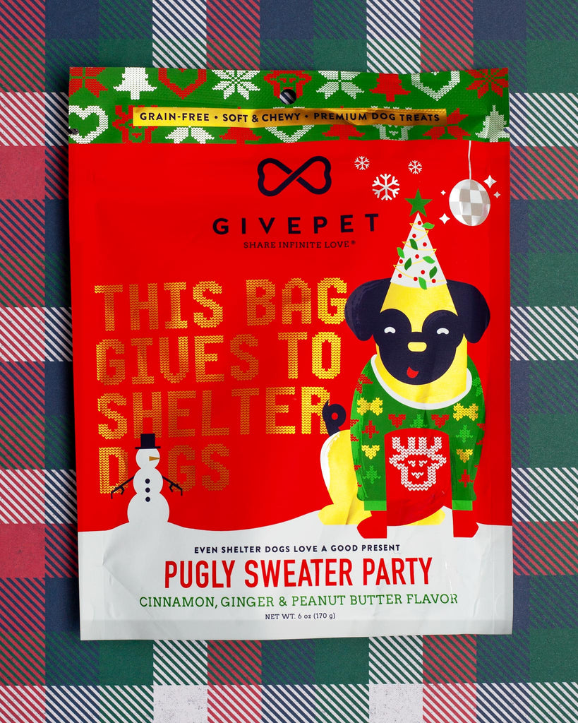 Pugly Sweater Party Holiday Dog Treats Eat GIVEPET   