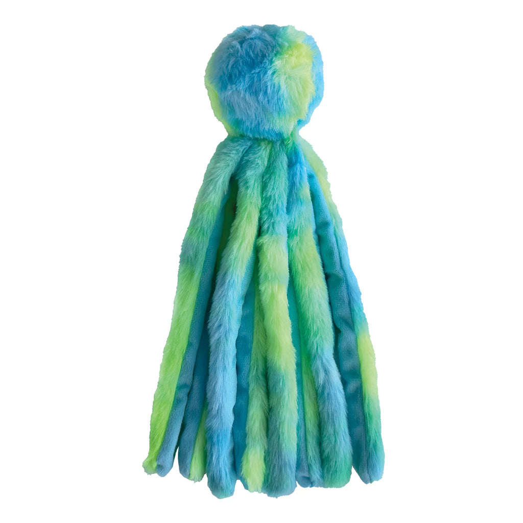 Fuzzy Wuzzie Squeaky Octopus Dog Toy PLAY FOU FOU PETS Blue/Green