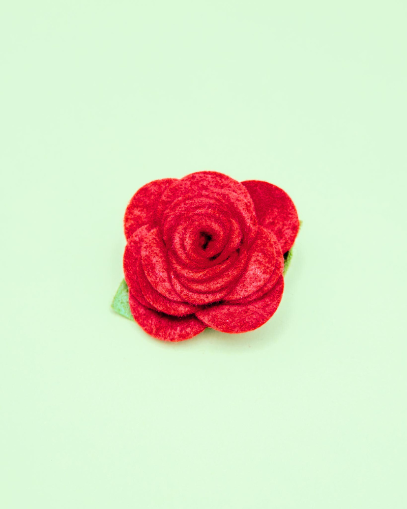 Red Rose Dog Collar Flower (Made in the USA) Wear MIMI GREEN   
