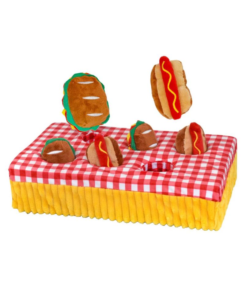 Snacks at a Picnic Squeaky Interactive Dog Toy Set Play PATCHWORK PET