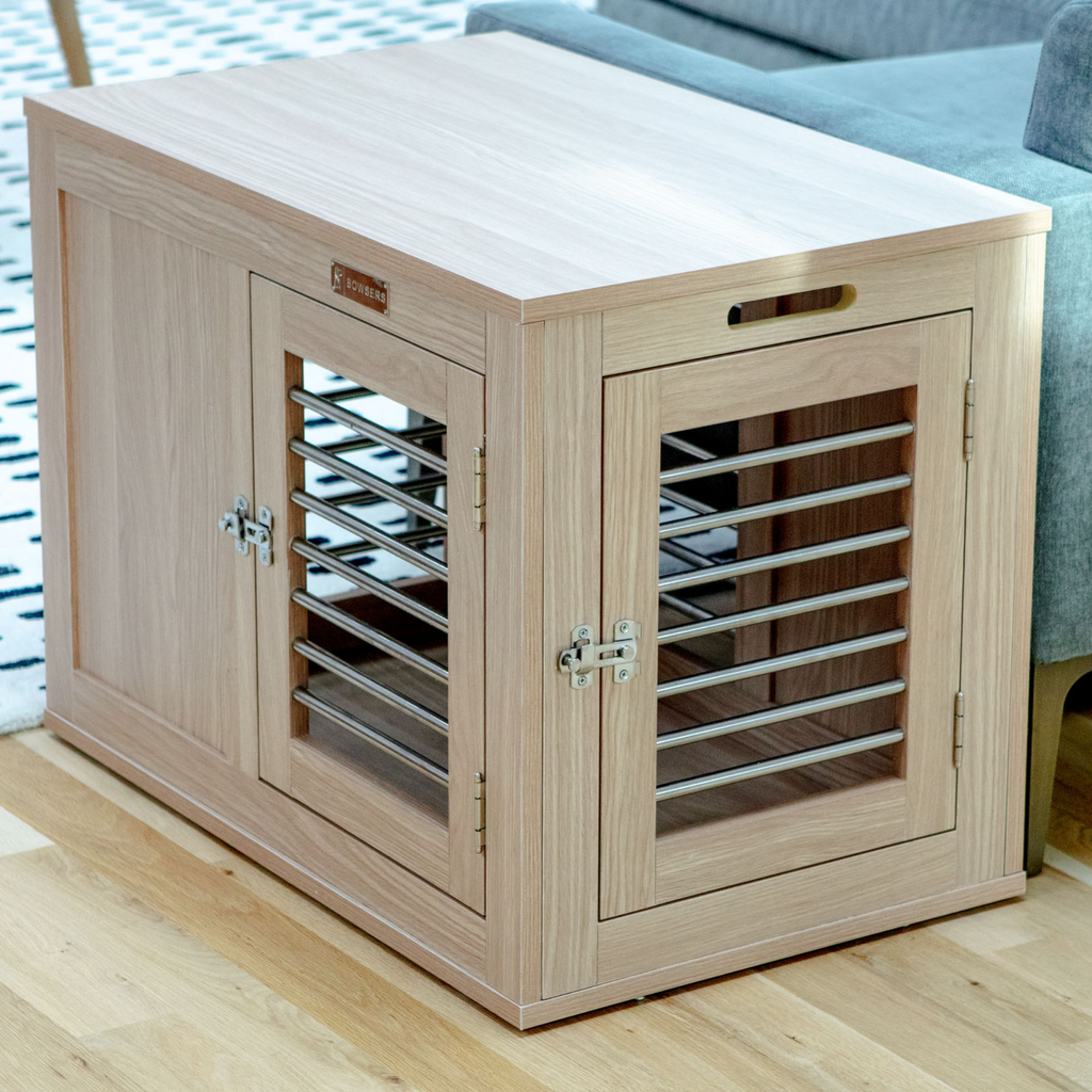 Moderno Dog Crate in White Oak<br>(Direct Ship) Dog Beds BOWSER'S PET PRODUCTS   