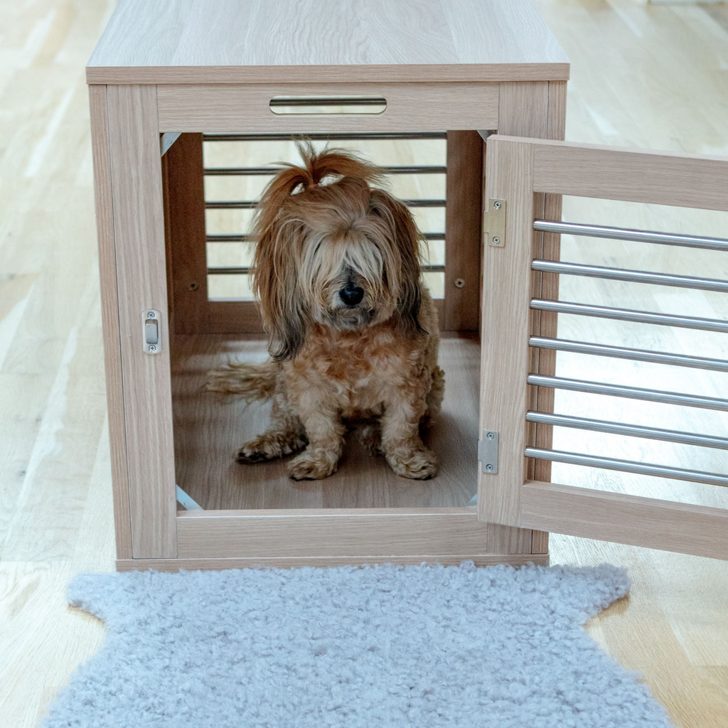 Moderno Dog Crate in White Oak<br>(Direct Ship) Dog Beds BOWSER'S PET PRODUCTS   