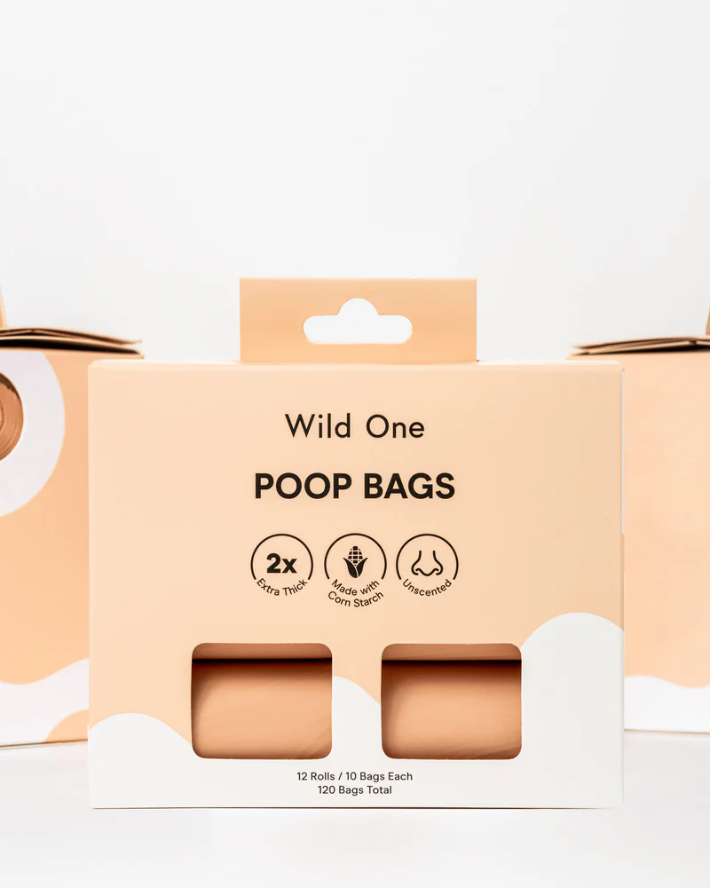 Eco-Friendly Dog Poop Bags in Tan WALK Wild One 12-Roll Box  