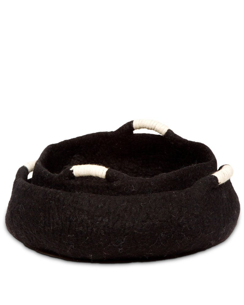 Wool Multi-Functional Pet Basket in Black HOME DHARMA DOG | DOG CAT   